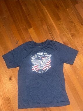 Bass Pro Shops Navy Tee with Eagle and Flag Graphic